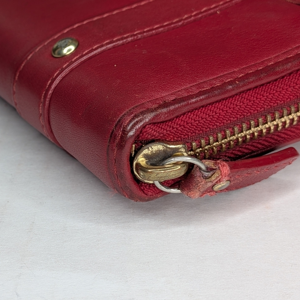 Coach Zoe Vintage Red Leather Zip Wallet Buckles Accordion Organizer EST 1941 - Picture 12 of 15